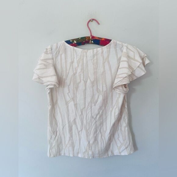 Nolan | anthropologie | cream flutter sleeve textured top - Picture 5 of 6